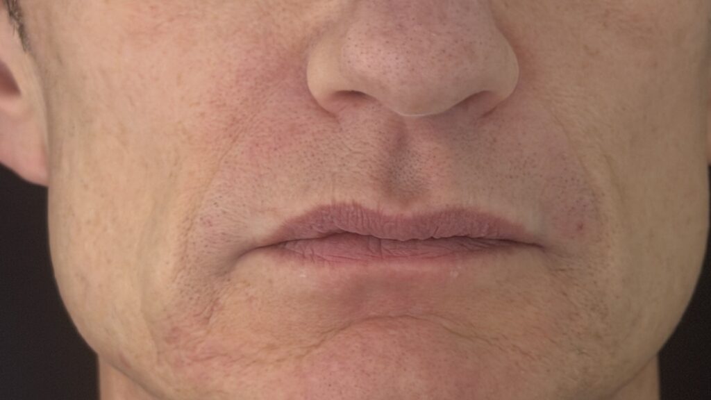 Nasolabial folds after treatment with Dermal filler on a Man